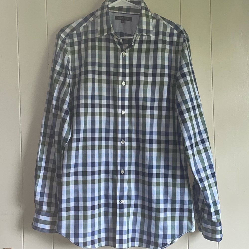 Banana Republic Men’s Plaid Cotton Woven Button Up Long Sleeve Shirt